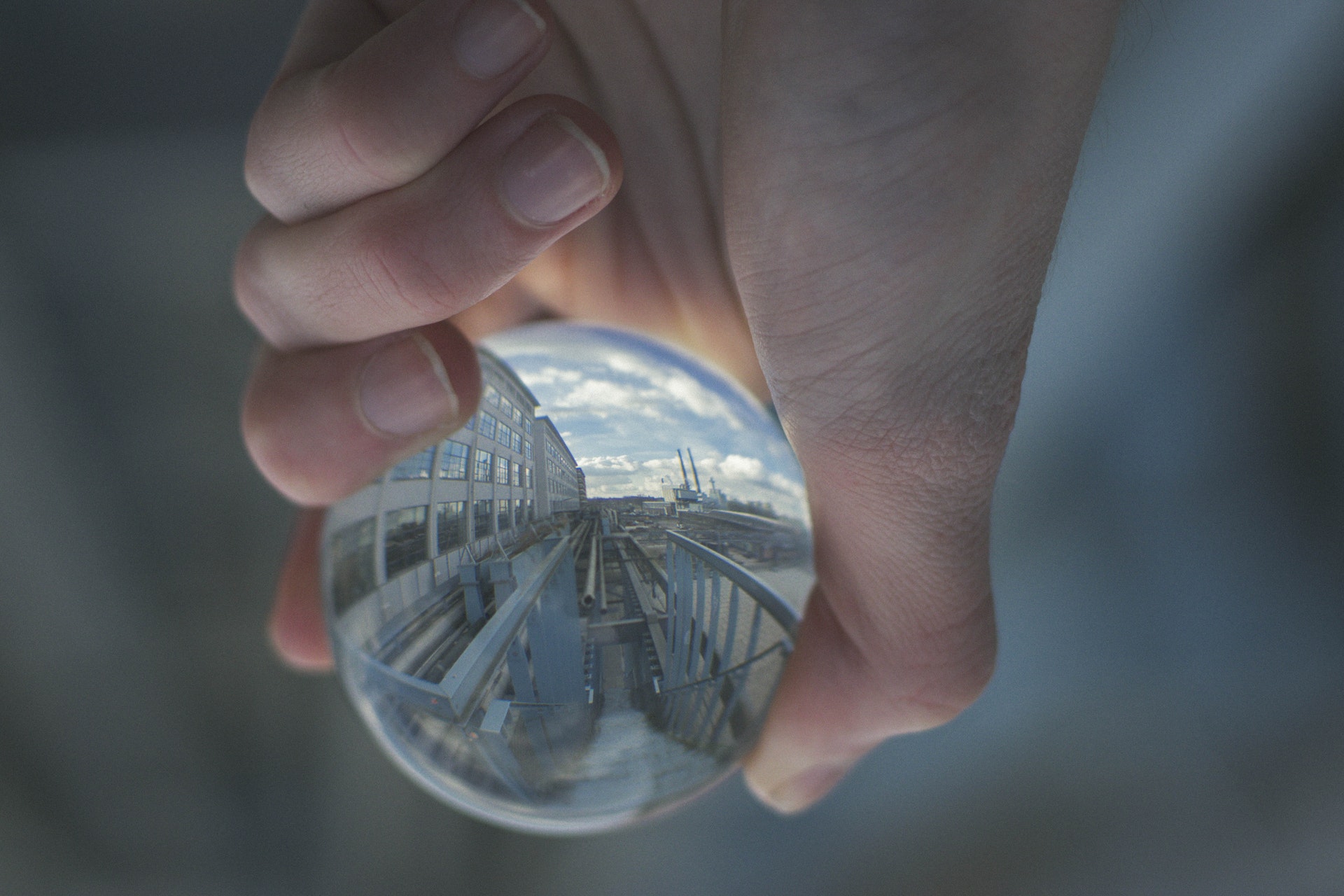 Industrial plant viewed through an inspection lens